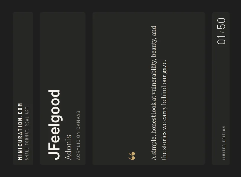 Adonis — card back with the artist statement and edition number
