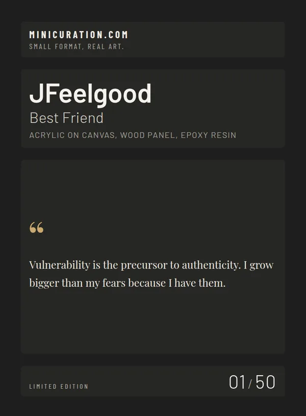 Best Friend — card back with the artist statement and edition number