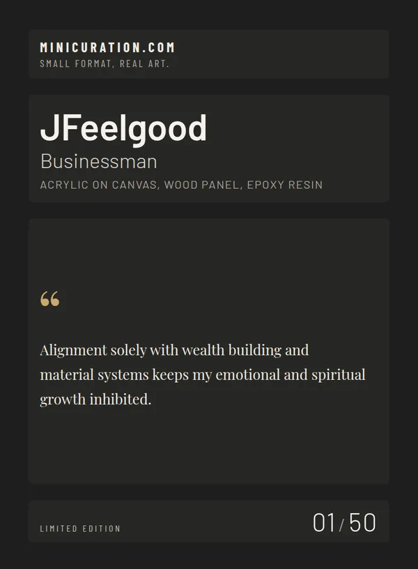 Businessman — card back with the artist statement and edition number