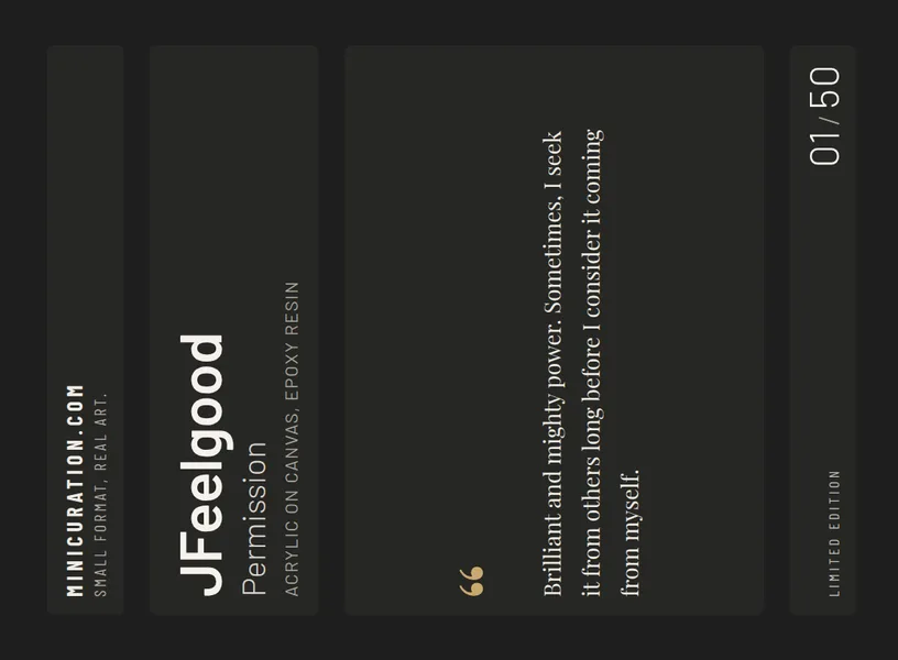 Permission — card back with the artist statement and edition number