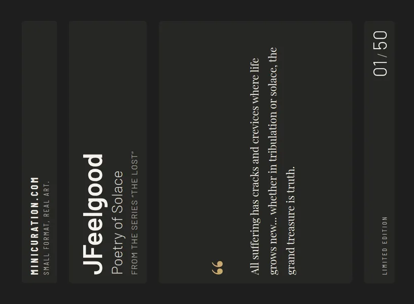 Poetry of Solace — card back with the artist statement and edition number