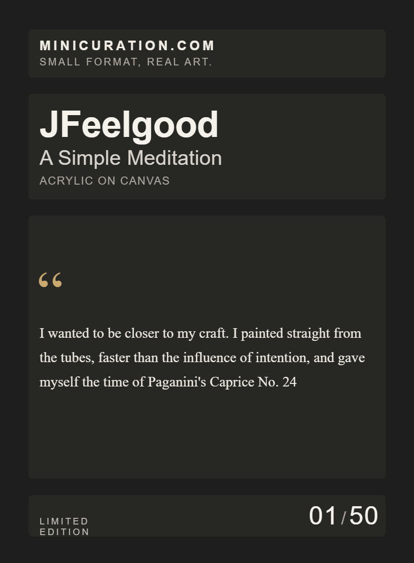 A Simple Meditation — collector card back, edition 01 of 50