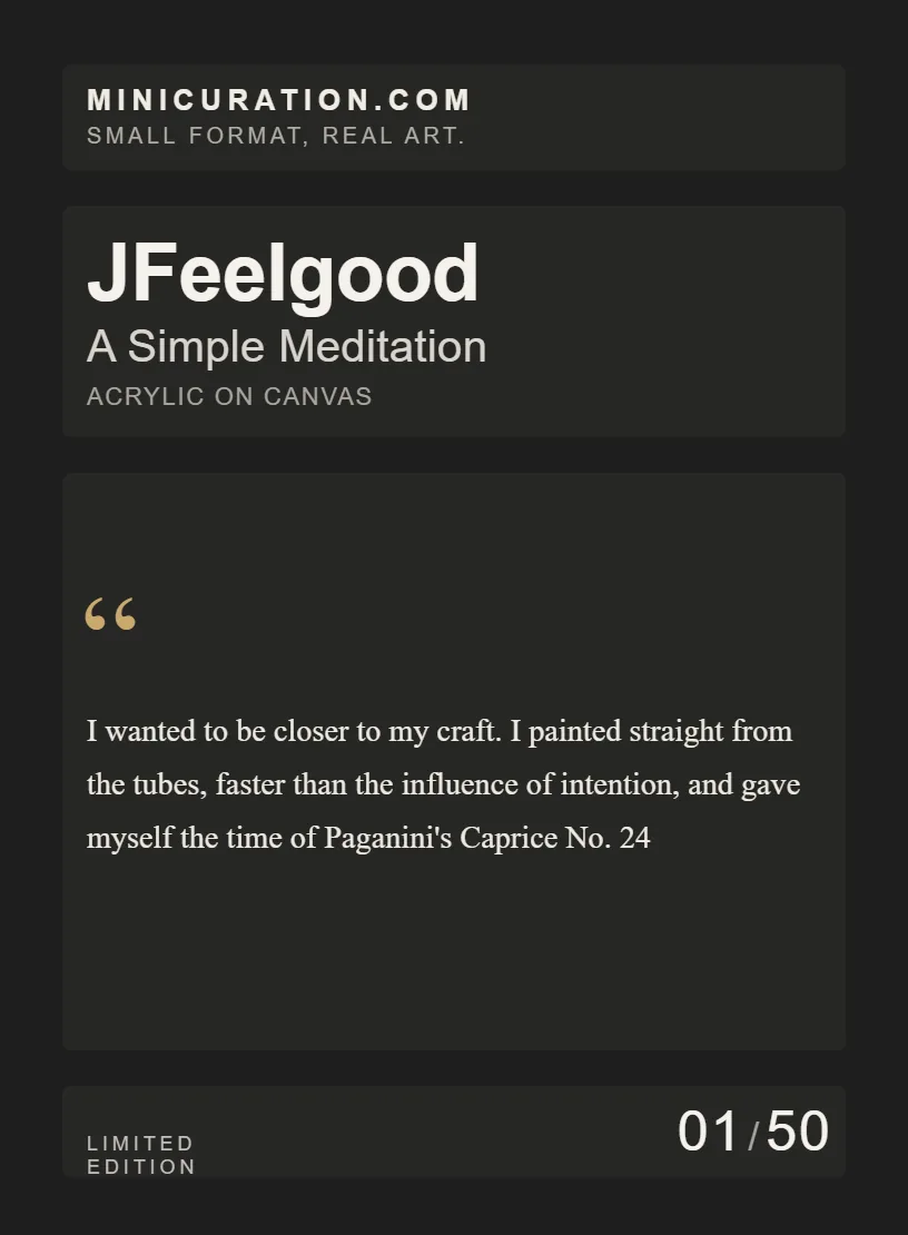 A Simple Meditation — collector card back, edition 01 of 50