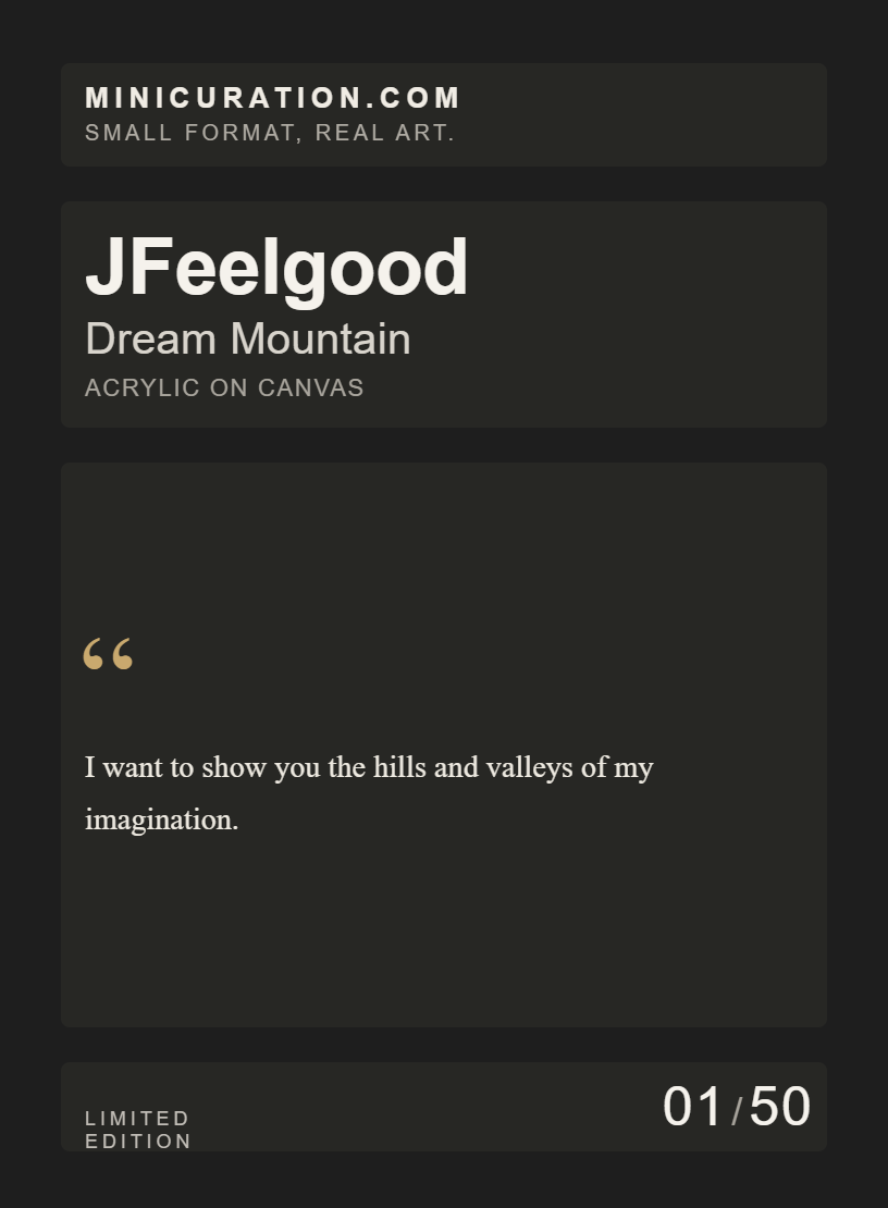 Dream Mountain — collector card back, 01 of 50